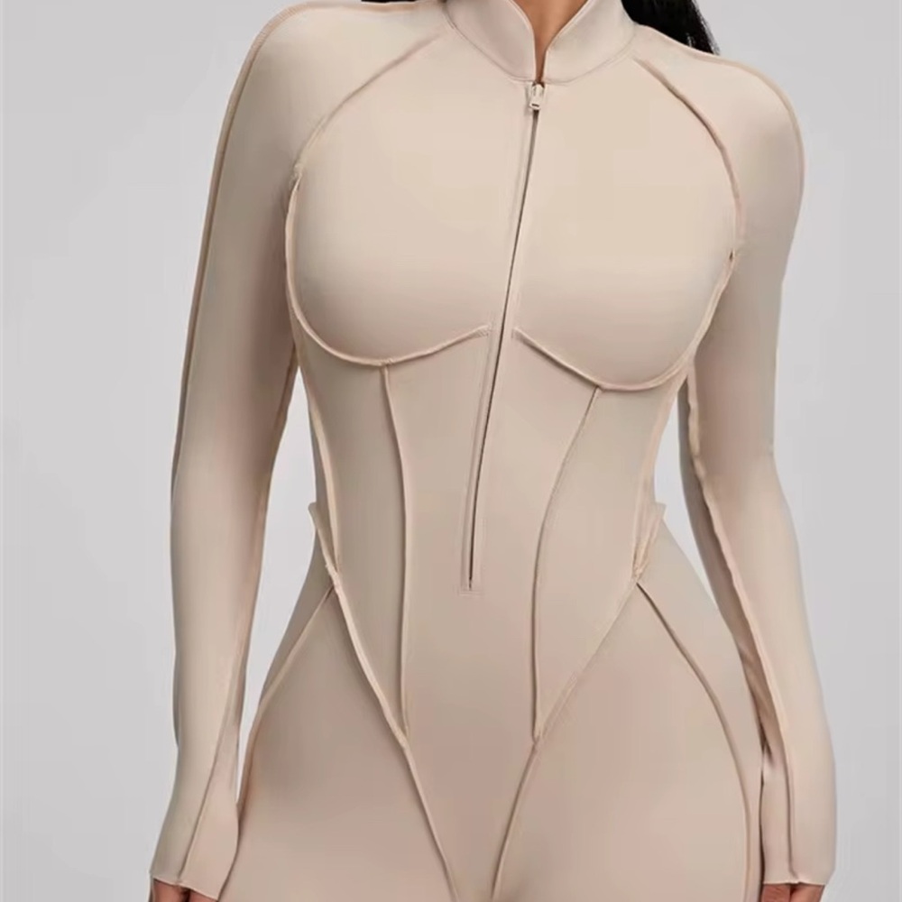 Beige Long Sleeve Bodysuit